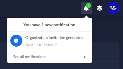 Notification of generated invitation